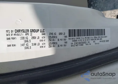 2012 Chrysler Town & Country Touring из США, поврежденный, VIN 2C4RC1BG5CR320553